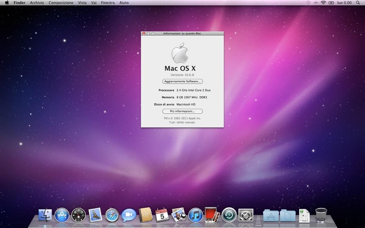 Mac OSX Snow Leopard DP版のスクリーンショット