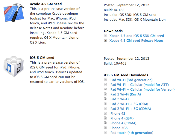 Apple、デベロッパに｢iOS 6 GM｣と｢Xcode 4.5 GM｣を公開