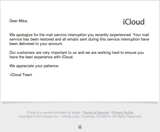 Apple、｢iCloud｣のメールで発生した問題で影響を受けたユーザーに謝罪メールを送信