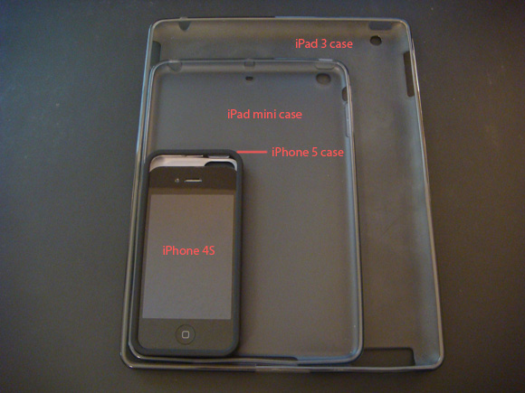 ｢iPad (第3世代)｣、｢iPad mini｣、｢iPhone 5｣用ケースの比較画像