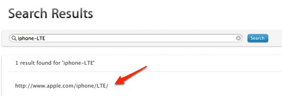 Apple公式サイトの検索欄より｢iPhone 5｣がLTEをサポートする事も確認される
