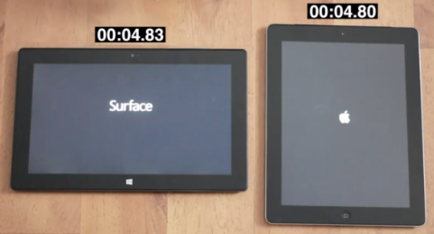 【動画】｢iPad (第3世代)｣と｢Surface｣の起動時間比較テスト