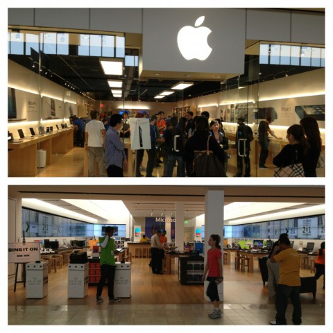 【画像】｢Apple Store｣と｢Microsoft Store｣の午前10時