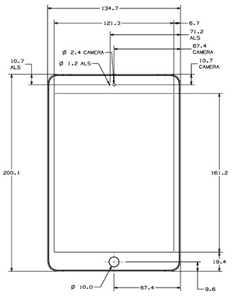 Apple、｢iPad mini｣と｢iPad (第4世代)｣の寸法図を公開