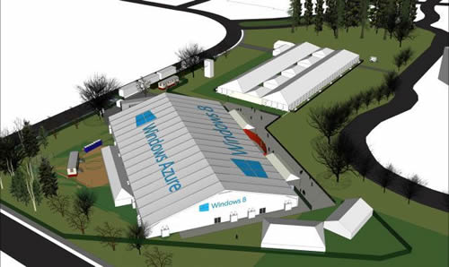 米Microsoft、｢Build 2012｣に向け本社キャンパス内に巨大なテントを設営中