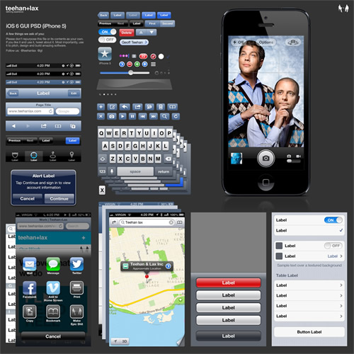 ｢iPhone 5｣(iOS 6)のGUIをまとめた素材集｢iOS 6 GUI PSD (iPhone 5)｣