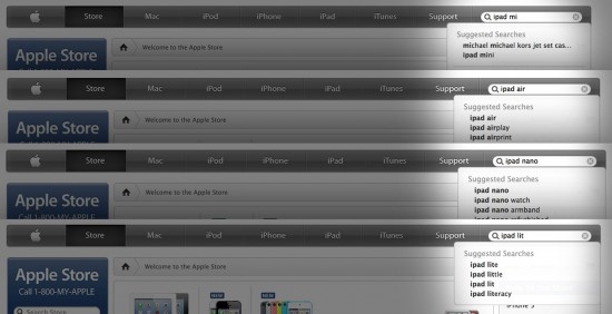Apple Online Storeの検索結果に｢iPad mini｣が登場も…