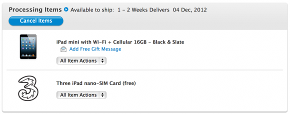 米国外のユーザーが予約した｢iPad mini Wi-Fi+Cellular｣の一部モデルの出荷に遅れ