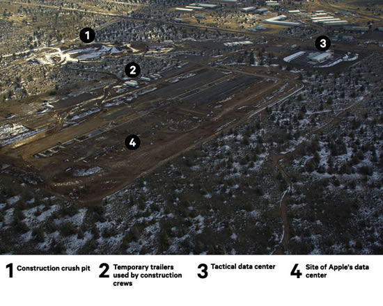 Wired、オレゴン州プラインビルに建設中のAppleの新しいデータセンターの航空写真を公開