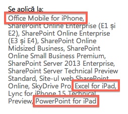 Microsoftの公式サイトで｢Office Mobile for iPhone｣などの記載が見つかる
