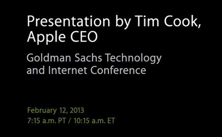 米Apple、｢Goldman Sachs Technology & Internet Conference｣でのティム・クックCEOのプレゼンをウェブキャストで配信へ