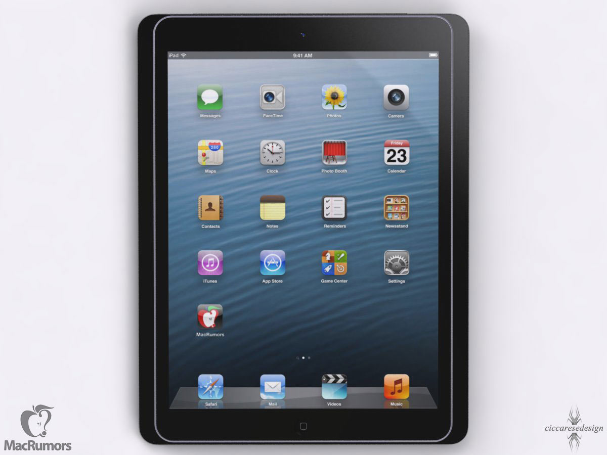流出した筐体を基に作成された｢iPad 5｣のレンダリング画像