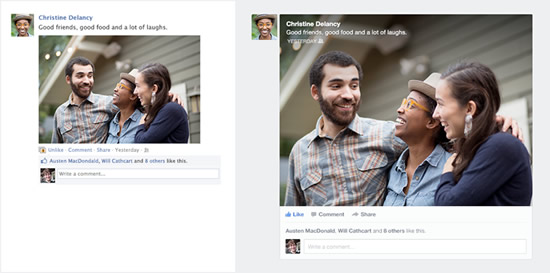 Facebook、写真などを大きく強調して表示する｢ニュースフィード｣の新しいUIを発表