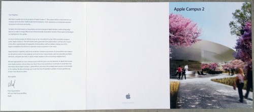 米Apple、新本社キャンパスの新しいパンフレットを周辺住民に送付