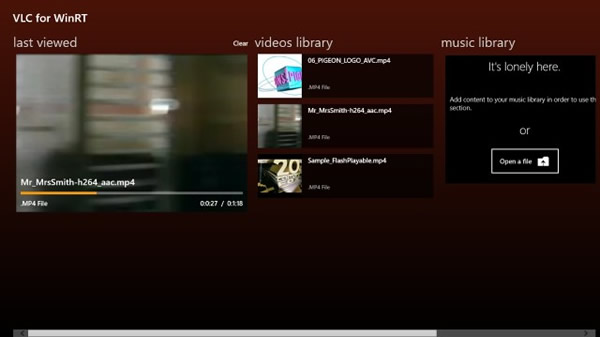 VideoLAN、｢Windows 8/RT｣向け｢VLC Media Player｣のスクリーンショットを公開