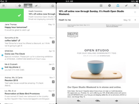 iOS用の人気メールアプリ｢Mailbox｣がiPadでのポートレートモードに対応