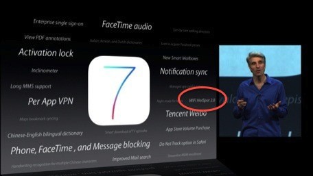 ｢iOS 7｣は｢Wi-Fi Hotspot 2.0｣をサポート