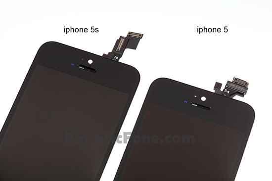 ｢iPhone 5S｣と｢iPhone 5｣のフロントパネル及びディスプレイ関連部品の比較画像