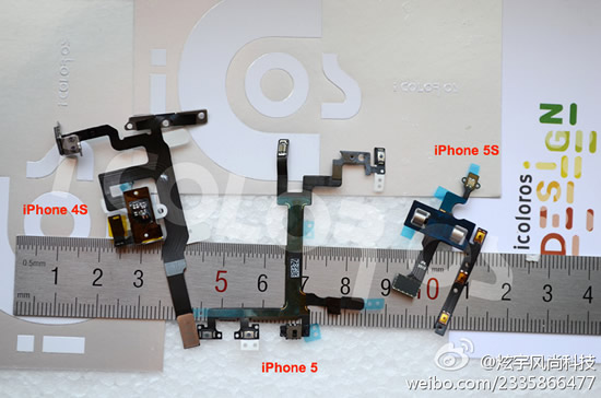 ｢iPhone 5S｣用パーツと｢iPhone 4S/5｣用パーツの比較画像