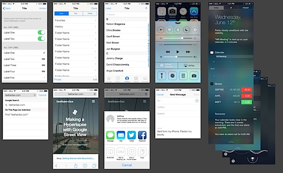 ｢iOS 7 beta 1｣のGUIをまとめた素材集｢iOS 7 GUI PSD｣