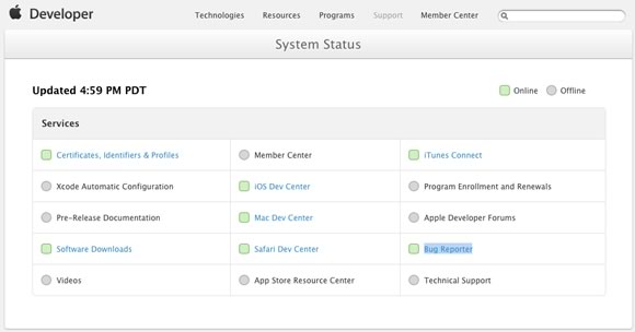 Dev Centerなど、Appleの開発者向けサイトの一部システムが復旧