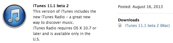 Apple、開発者向けに｢iTunes 11.1 beta 2｣をリリース