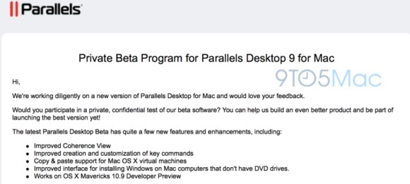 Parallels、｢Mavericks｣に最適化した｢Parallels Desktop 9 for Mac｣のベータテストを開始へ