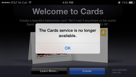Apple、｢Cards｣アプリのサービスを9月10日で終了していた事が判明
