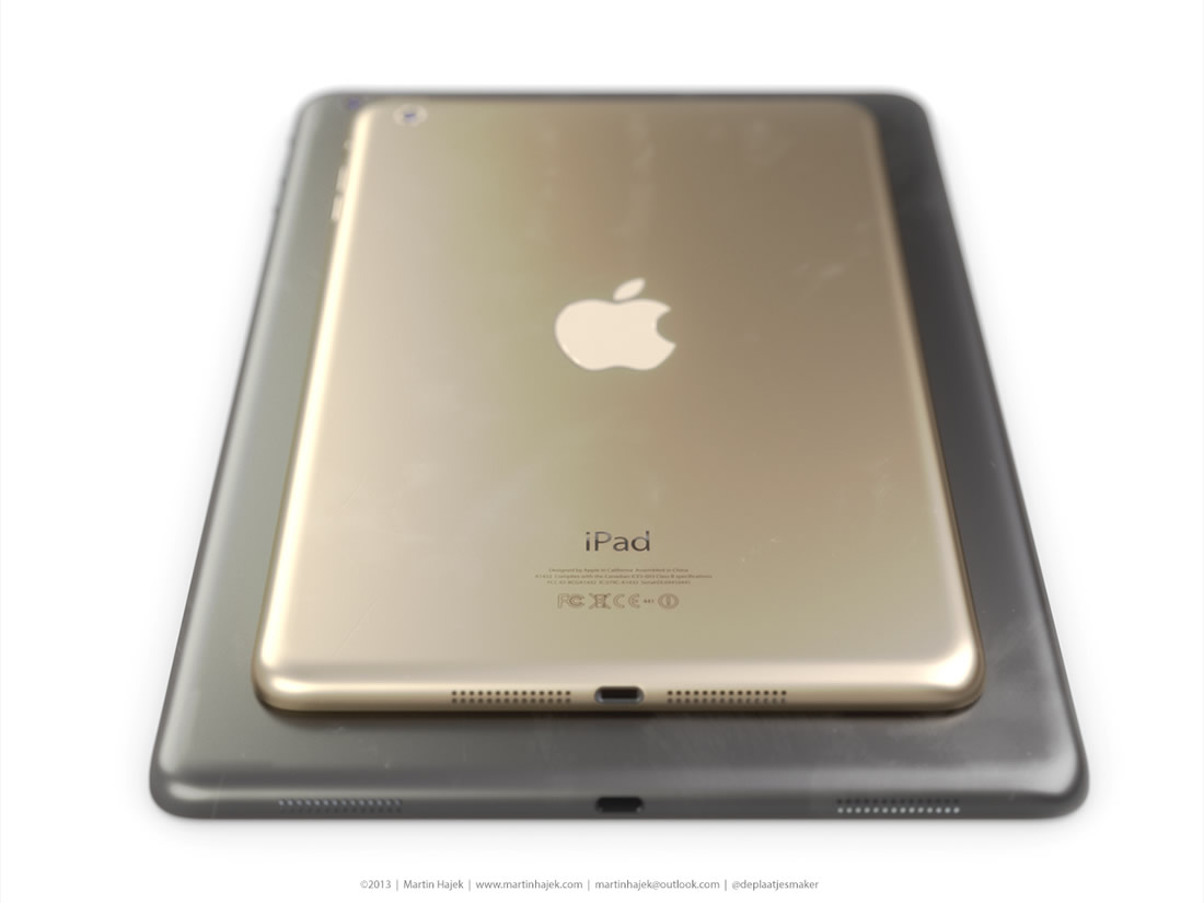 ｢Touch ID｣やゴールドカラーを採用した｢iPad 5｣と｢iPad mini 2｣のコンセプト画像