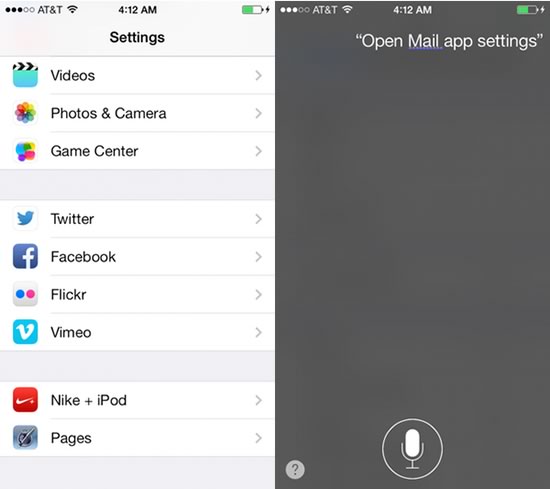 ｢iOS 7｣では｢Siri｣で一部アプリの設定を開く事が可能に