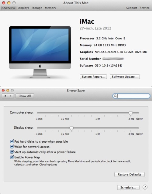 【UPDATE】｢OS X Mavericks｣では一部の｢iMac｣で｢Power Nap｣機能が利用可能に