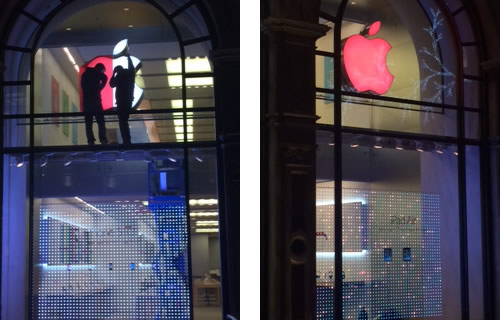 Apple、昨年に続き今年も世界エイズデーに合わせて一部の直営店のAppleロゴを赤色に装飾