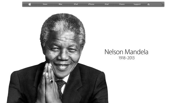Apple、公式サイトのトップページでネルソン・マンデラ氏を追悼