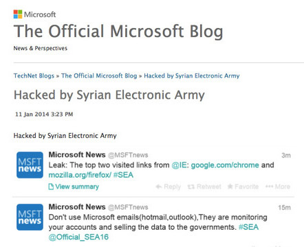 Microsoft、｢シリア電子軍｣に公式ブログも乗っ取られていた事が明らかに
