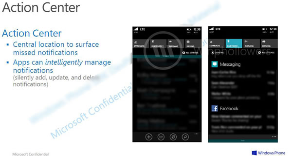 ｢Windows Phone 8.1｣で搭載される通知センターのスライド画像が流出 ｰ 正式名は｢Action Center｣に