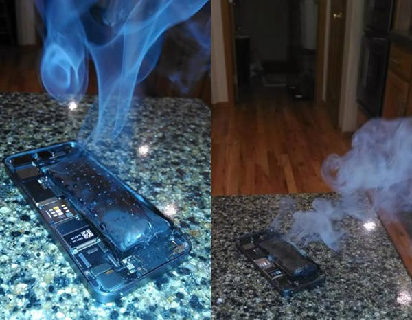 爆発炎上直後の｢iPhone 5s｣を撮影した写真