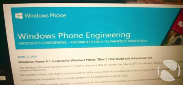 ｢Windows Phone 8.1｣のRTMは4月14日の予定
