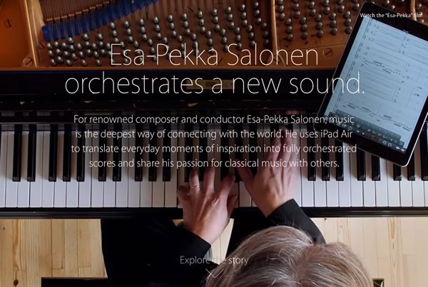 米Apple、｢iPad Air｣の活用事例として新たに｢Orchestra Sound｣と｢Exploring without limits｣を公開