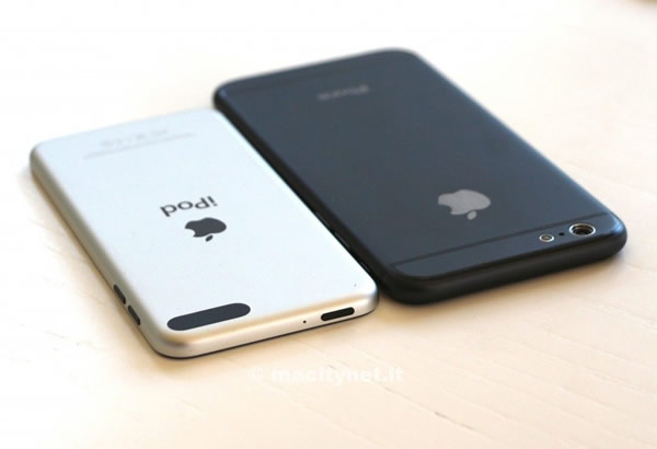 完成形とされる｢iPhone 6｣の4.7インチ版のモックアップと｢第5世代iPod touch｣との比較画像