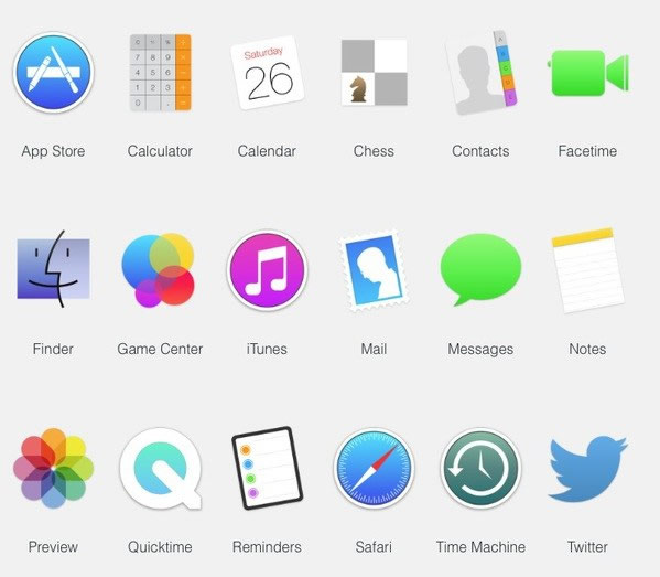 フラットデザイン化された｢OS X｣の各純正アプリのアイコン集