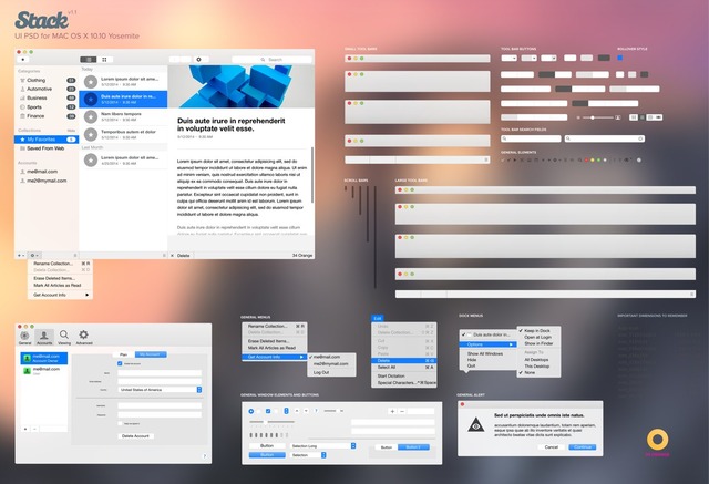 ｢OS X Yosemite｣のGUI素材集｢THE BEST MAC OS X YOSEMITE UI PSD｣