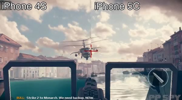 ｢モダンコンバット5｣の｢iPhone 5c｣と｢iPhone 4S｣での画質比較映像