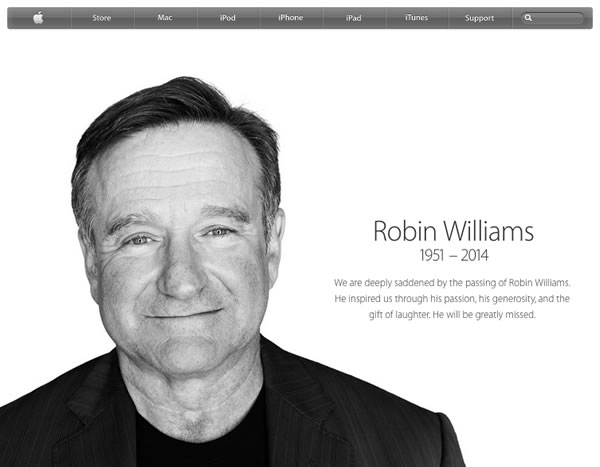 米Apple、ロビン・ウィリアムズ氏の追悼ページを公開