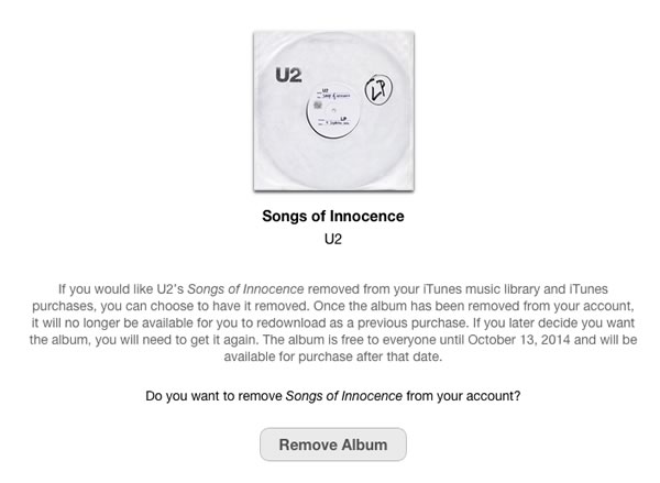 Apple、U2のアルバム｢Songs of Innocence｣をiTunes/iCloudのライブラリ上から削除する方法を公開