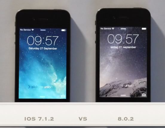 ｢iOS 7.1.2｣と｢iOS 8.0.2｣を搭載した｢iPhone 4S｣の動作速度の比較動画