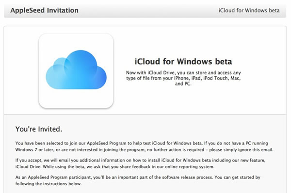 Apple、AppleSeedのユーザーに対し｢iCloud for Windows beta｣のベータテストへの招待を開始