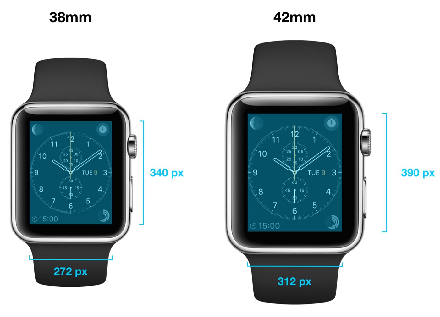 ｢Apple Watch｣の画面解像度が判明 ｰ ｢272×340px｣と｢312×390px｣に