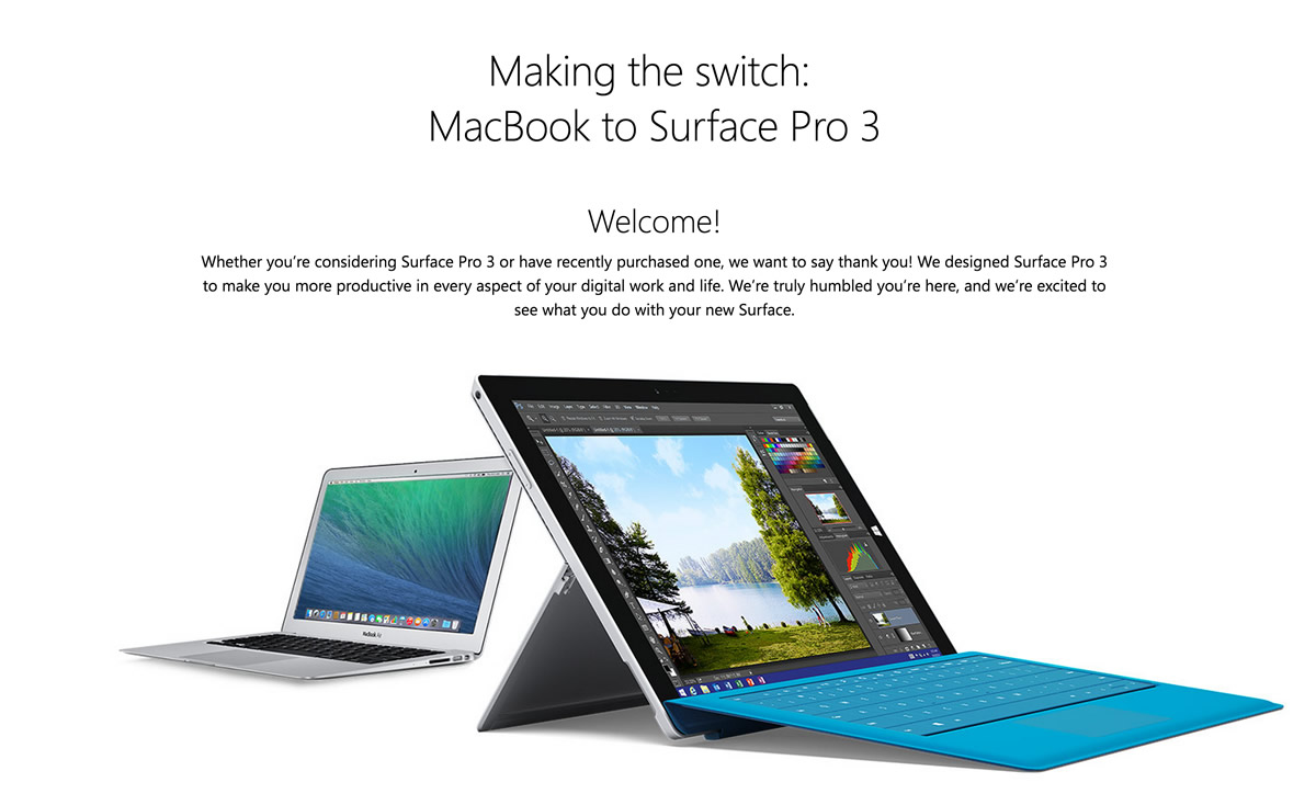 米Microsoft、Macからの乗り換えを促進する｢Switch to Surface｣キャンペーンのサイトを公開