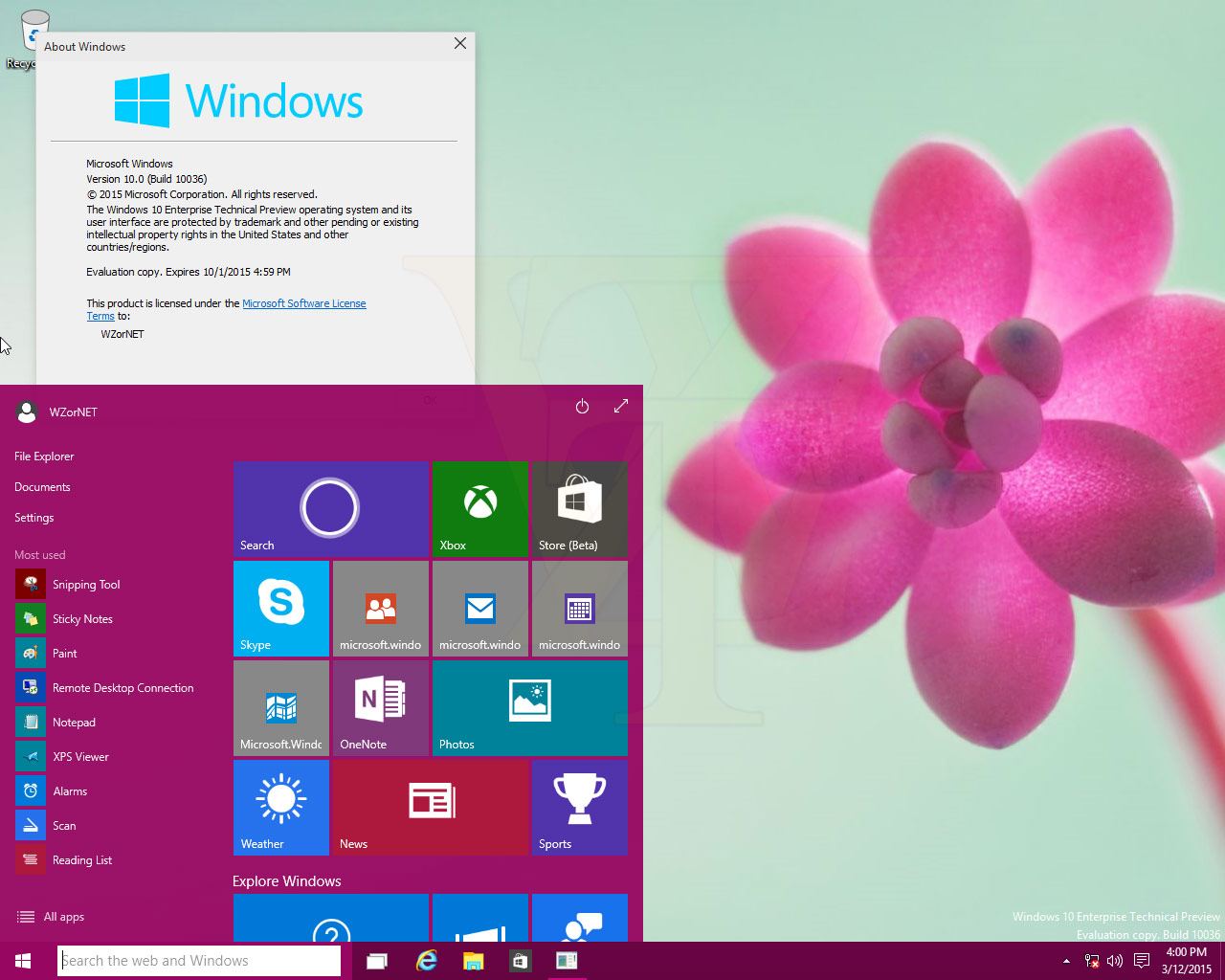 ｢Windows 10 build 10036｣のスクリーンショットや動画が流出