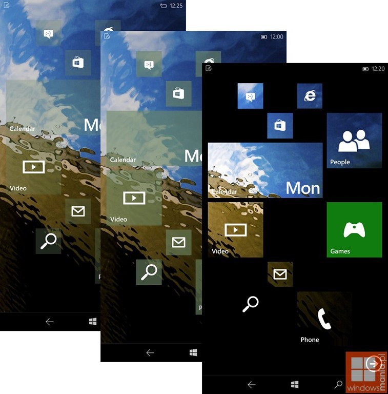 ｢Windows 10 for Phones｣ではライブタイルの透明度を選択可能に